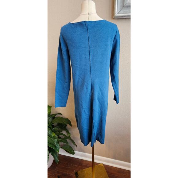 J. Jill Women's Long Sleeve Back Seamed Wool Stretch Sweater Dress Size M Teal - Picture 3 of 6